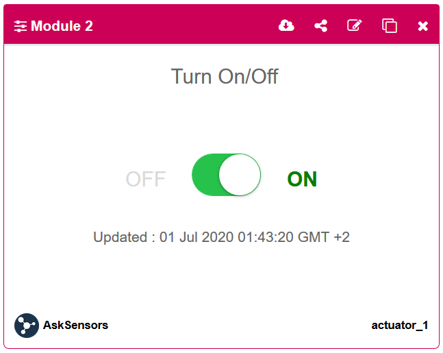 actuator turn on off with AskSensors IoT platform